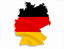 Deutschland-Karte in den Farben Schwarz, Rot und Gold (KI-generiertes Bild)