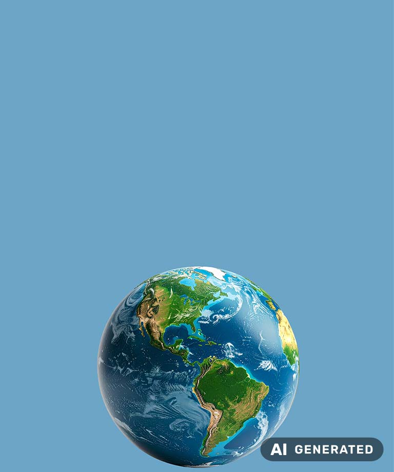 Planet Erde mit blauem Hintergrund (KI-generiertes Bild)