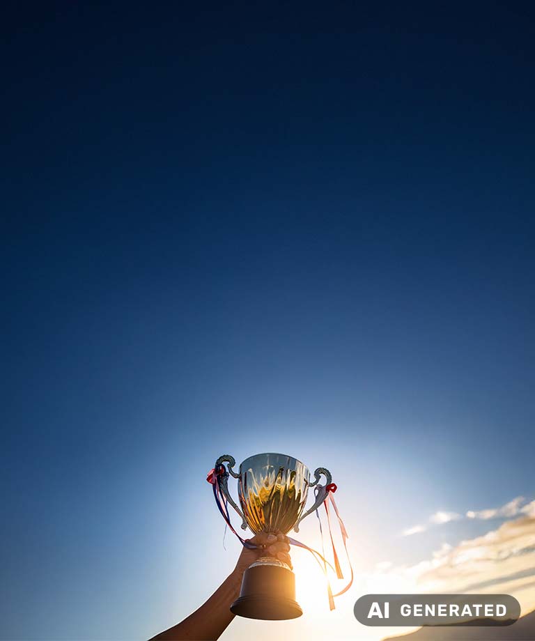 Pokal wird in die Luft gehalten (KI-generiertes Bild)