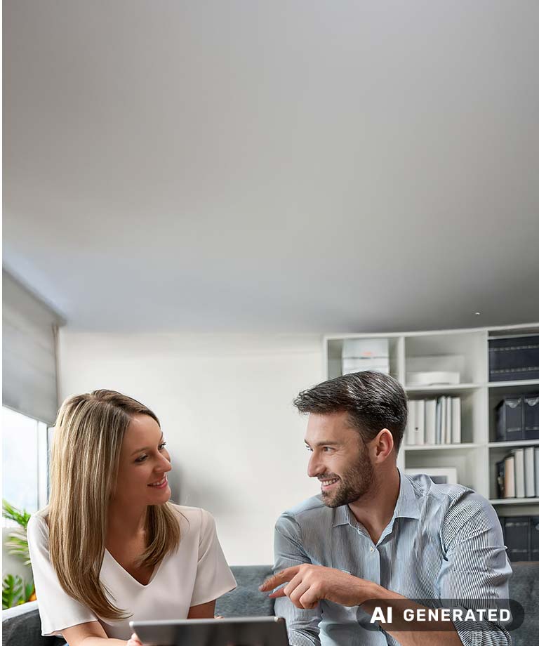 Mann und Frau an einem Tablet (KI-generiertes Bild)